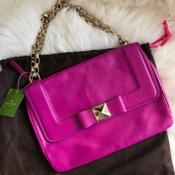 Kate Spade NWT Fuchsia Leather Shoulder Bag - Picture 1 of 8